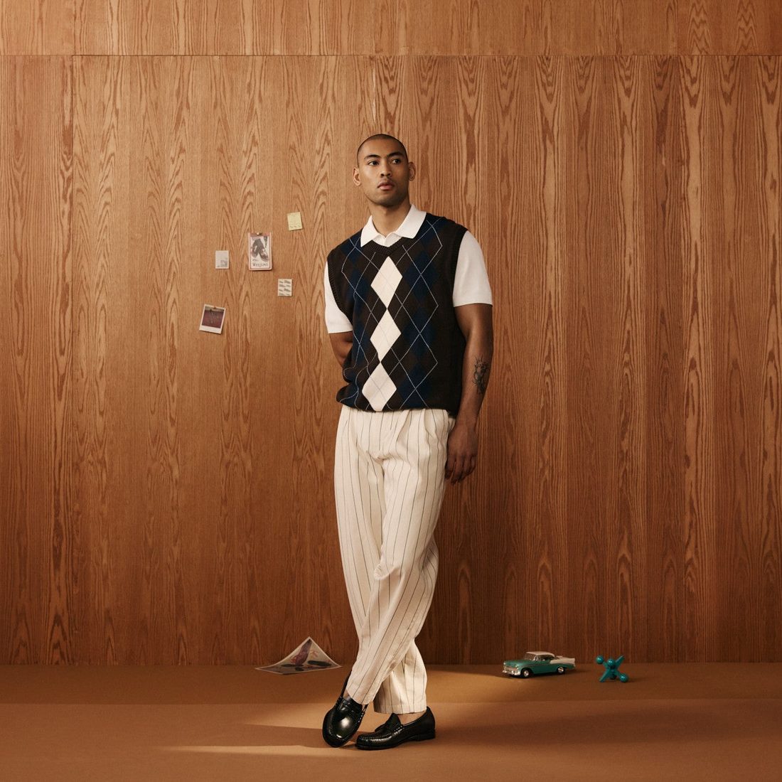 G.H. Bass Weejuns styled with tailoring, lifestyle shot